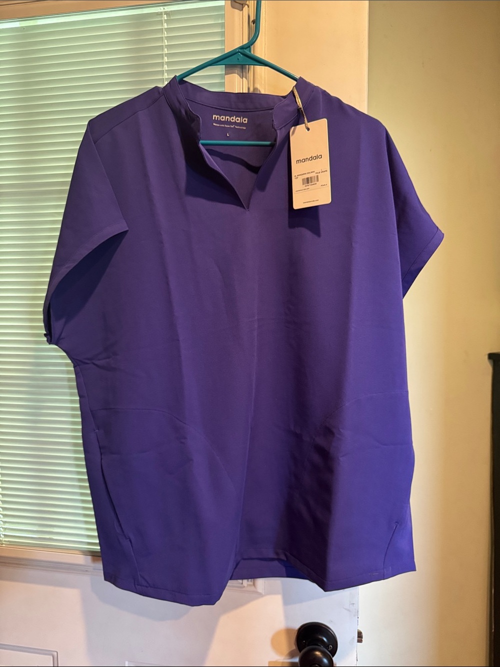 Mandala Women's Short Sleeve V-Notch Top in Purple